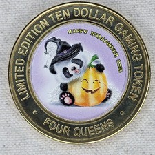 2019 Four Queens Silver Strike $10 Halloween Panda & Pumpkin .999 Limited picture