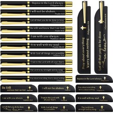 15 Sets Social Worker Gifts Bible Verse Pen with Leather Holder, Black 15 picture