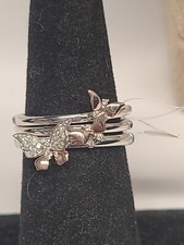 Enchanted Disney Mulan 1/10 CT. T.W. Diamond Butterflies Stacked Ring Set picture