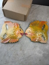 Vintage 1954Miller Studio Aquatic Kitsch Chalkware Wall Art Mr& Mrs Fish  picture