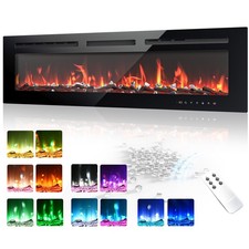 EUHOMY 50 Inch Electric Fireplace Recessed and Wall Mounted 50 Inch, Black picture