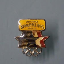 Vintage 1984 Los Angeles LA Olympics Sponsor Pin Arizona Sparkling Water Gold Me picture