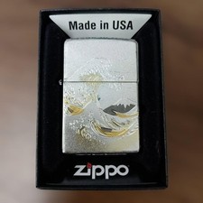 Zippo Ukiyoe Ocean Big Wave Mt. Fuji Electroforming Import from Japan picture