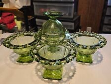 5 Anchor Hocking Lorain Green Indiana Glass Pedestal Candy Dish 3.5
