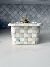 Mackenzie Childs Sterling Check Recipe Box 🩶 picture