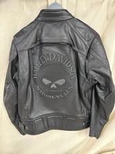 Harley Davidson Willie G Reflective Skull Leather Riding Jacket w/liner picture