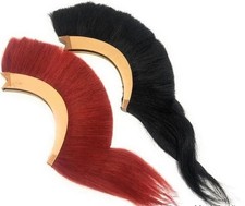 Set of 2 Red & black Helmet Crest Plume Horsehair Mohawk Spartan Halloween picture