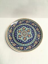 El Hamra Cini Turkish Pottery Large Plate Wall Hand Painted Blue Floral design picture
