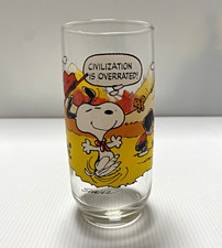 VINTAGE McDonald's Camp Snoopy Peanuts glass  1983 clear multicolor original picture
