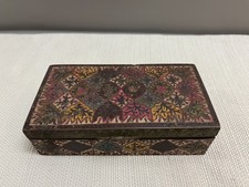 Antique/Vintage Brass Enamel Jewelry Trinket Box Vintage Decorative Keepsake Box picture