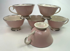 Flintridge China Tea Cup Footed California Pink Silver Rim 6oz 1970