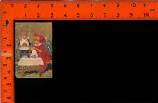 Two Children with Basket of Eggs and Doll Illustration Victorian Trade Card picture