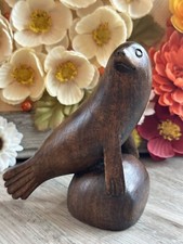 VTG Hand Crafted Carved Wood Seal Sea Lion Figurine 6 in Animal World picture