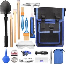 19 PCS Geology Rock Hammer Kit, 24oz Rock Pick Hammer, 3 Digging Chisels, Foldin picture