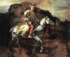 Huge Oil painting Rembrandt Netherlands - The Polish Rider Young Horseman canvas picture