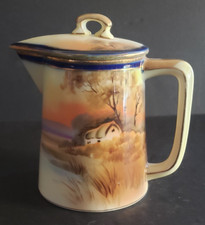 Antique Nippon Japan Porcelain CREAMER or Syrup Pitcher w/lid - 4 1/2 inch tall picture