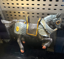 Gray & Gold Painted Metal Rearing Horse Figurine Statue, Animal Decor picture