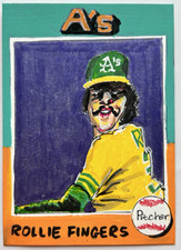ACEO Sketch Trading Card 1/1 1975 Topps Rollie Fingers A’s Hand-drawn OOAK Art picture