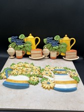 Set Of 4 1970's Homco Country Kitchen Set Wall Hangings #3373 Cottagecore picture