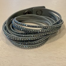Swarovski Blue Crystal Suede Slake double wrap Bracelet picture