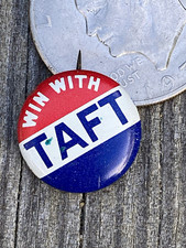⁠Vintage 1948 1952 Win With Taft Campaign Pin Button Robert Taft GOP Union 7/8
