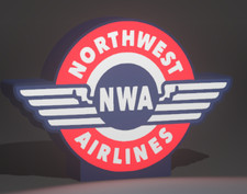 Vintage Northwest Airlines LED Lighted Sign | USB Powered Airline Display Light picture