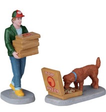 Lemax Top Pizza Delivery-Holiday Village Carnival Train Accent Set Of 2 picture