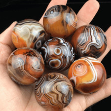 Polished Banded Natural Silk Agate Ball Quartz Sphere Fossil Crystal DIa.30MM picture