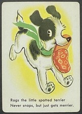Rags Spotted Terrier Dog Vintage Single Swap Game Card picture
