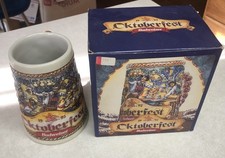 Budweiser Oktoberfest Stein Mug Pretzel Handle In box 1992 New picture