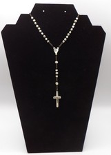 Vintage Mother of Pearl Rosary MOP Beads Cross Crucifix Catholic Handmade picture