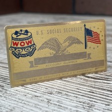 Vintage Woodmen Of The World W.O.W. Metal Social Security ID Card Name Plate picture