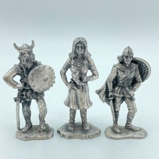 SELANDIA Pewter Viking Figures Lot 3 Olaf Freja Leif Erickson Denmark 1983 4in picture