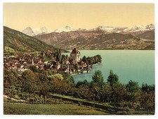 Oberhofen village Bernese Oberland Switzerland c1900 OLD PHOTO picture