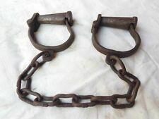 Handcrafted Heavy Chain Leg Cuffs Lock Key Handcuff Vintage Old Antique Iron picture