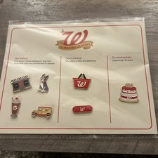 Walgreens 125th anniversary pins set NIB Carded 7 piece set picture