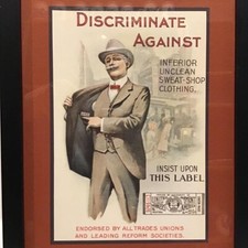 RARE ORIGINAL 1902 UNITED GARMENT WORKERS AMERICA ADVERT (MATTED AND FRAMED) picture