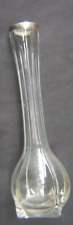 Antique Loetz Twist Stem Clear Glass Vase With A.W.P. Sterling Silver Rim Collar picture