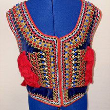 Stunning VTG Handmade Beaded Velvet BOHO Gypsy Roma Poland Hippie Dance picture