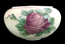 VTG Victorian Large Hand Painted Cabbage Rose Milk Glass Oil Font~Reservoir~4.5” picture