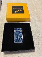 S.T. DuPont Fantaisies Blue on Ivory Silver Crocodile lighter Line D Limited NEW picture