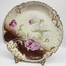 Antique hand painted gold detail antique Merkelsgrun Porcelain Bohemia Platter picture