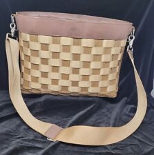 Longaberger TO GO WOVEN BASKET PURSE Tote leather, wood, Nylon, signed Dated  picture