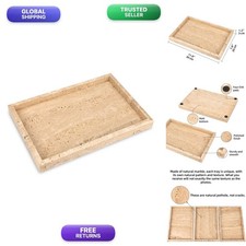 HESHIBI Marble Bathroom Vanity Tray, Travertine, 12