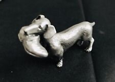 Large Pewter DACHSHUND HOUND Dog Shoe Detailed Silver Metal Figurine Statue R picture