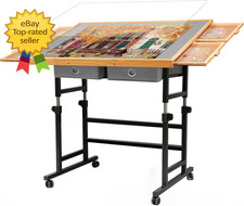 2000 Pieces Puzzle Table with Wheels  with Drawers and Cover, 40.16