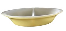 Glassbake Vintage Casserole Divided Baking Dish Yellow 12” Milkglass J239 USA picture