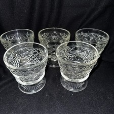 Five (5) VTG Clear Pressed Glass footed Sherbet Dessert Bowls, 3.75” T X 3.5”W picture
