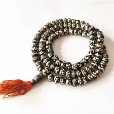 108PCS 8mm Tibetan Buddhist Mantras Yak Bone Rosary Prayer Meditation Mala picture
