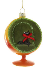 Cody Foster Christmas Mid Century Chair and Cat Glass Ornament-3.5''H picture